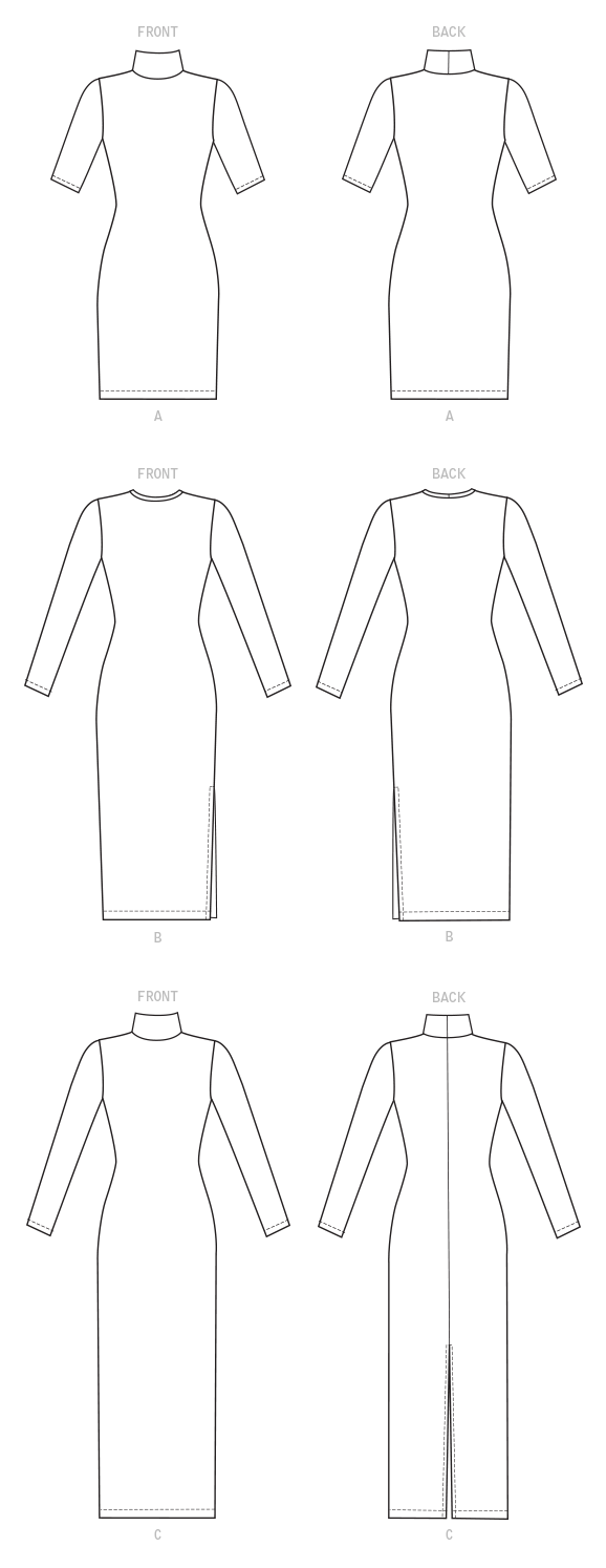 Patron McCall's n°7999 - Robe moulante à manches variées