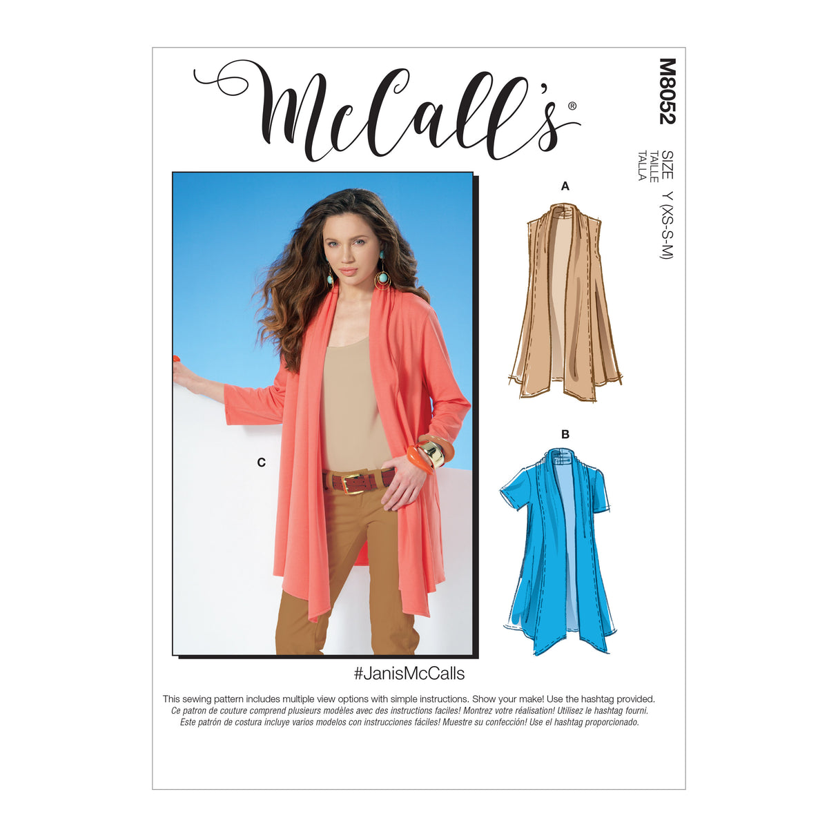 Patron McCall's n°8052 - Cardigan à col châle
