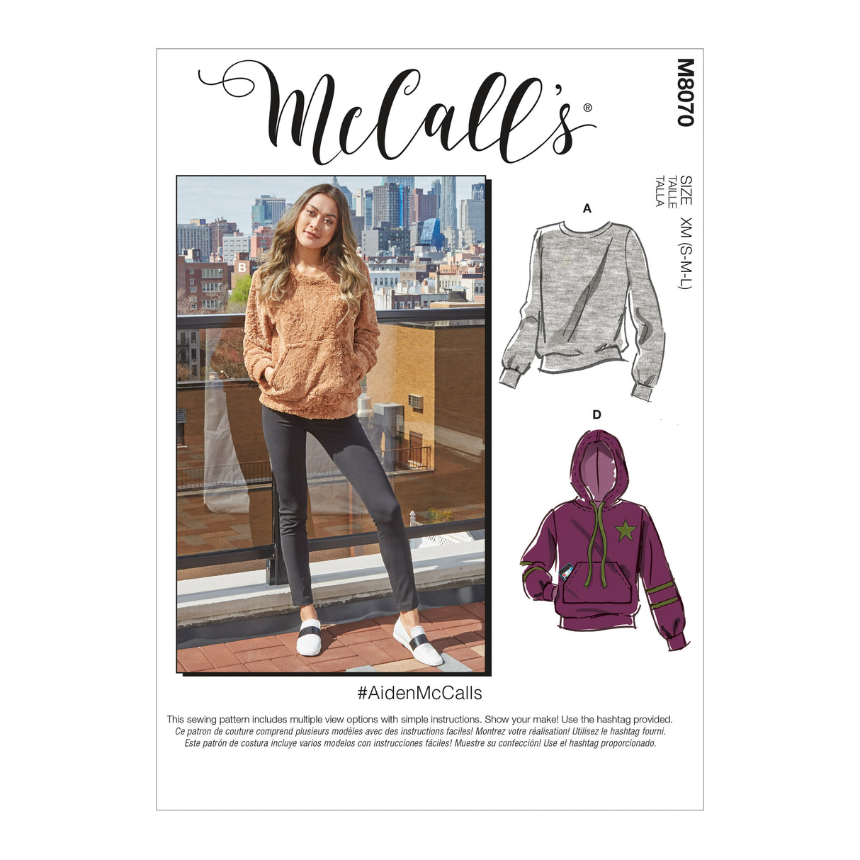 Patron McCall's n°8070 - Sweat unisexe à capuche ou col rond