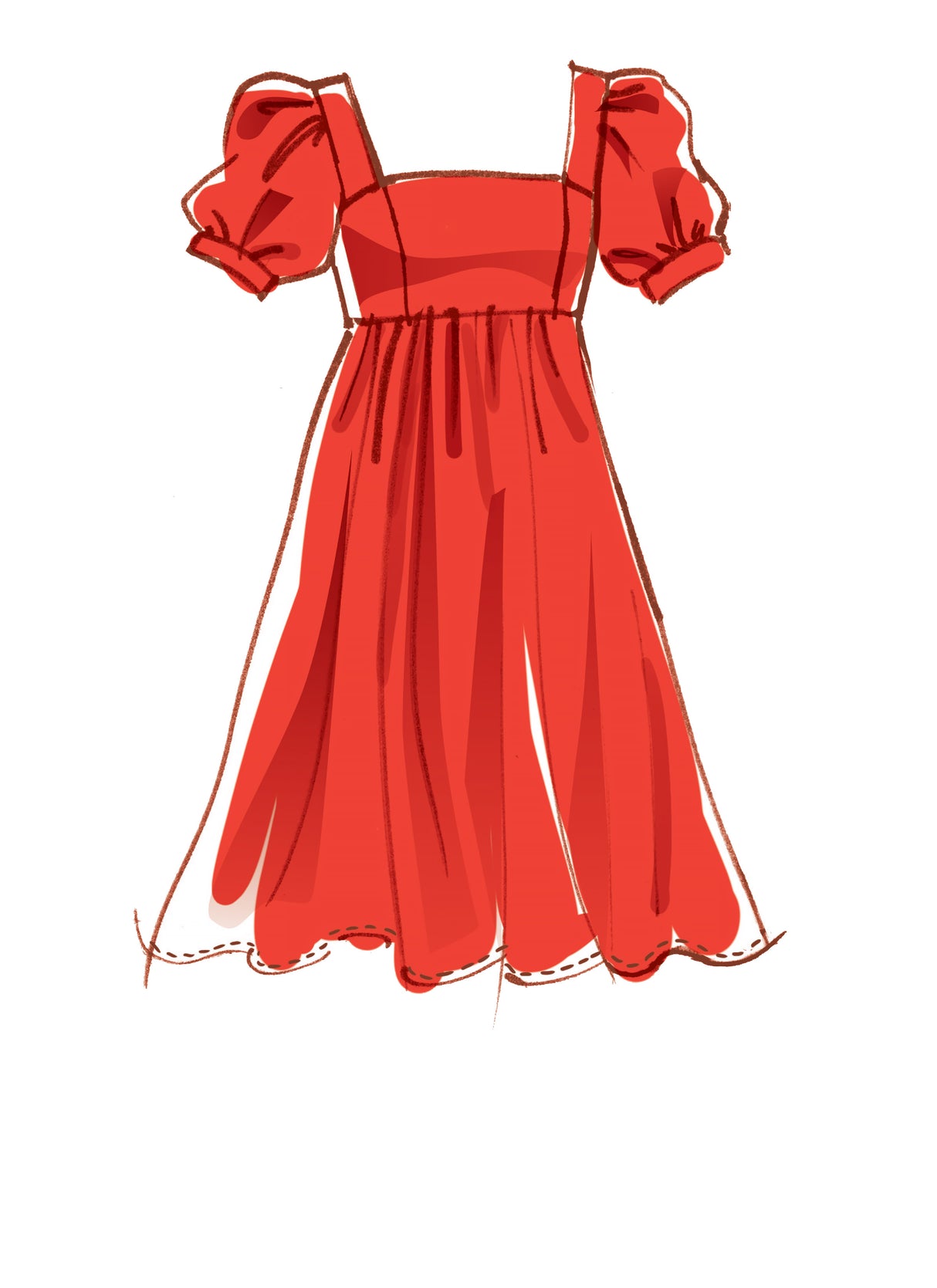 Patron McCall's n°8108 - Robe d'été froncée à coutures empire