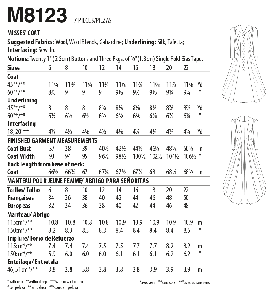 Patron McCall's n°8123 - Manteau victorien