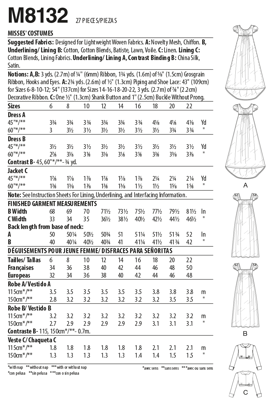 Patron McCall's n°8132 - Robe Régence avec veste Spencer