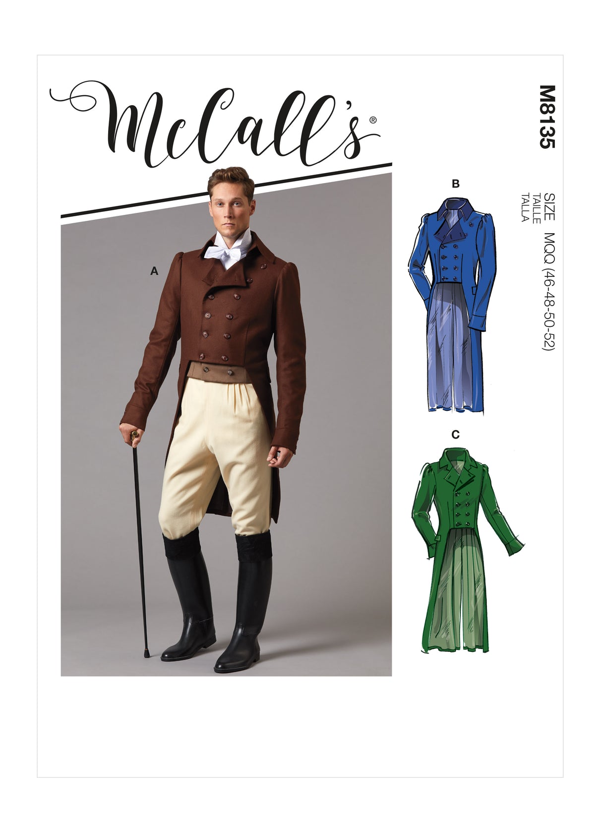 Patron McCall's n°8135 - Veste queue-de-pie historique pour homme