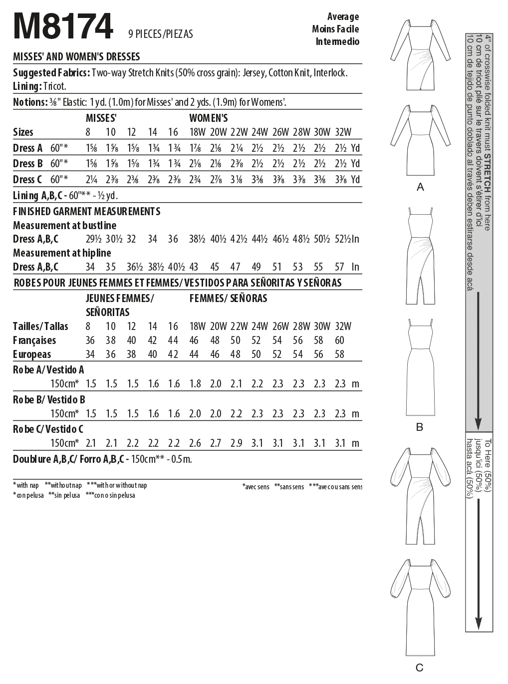 Patron McCall's n°8174 - Robe en jersey avec volants et fente