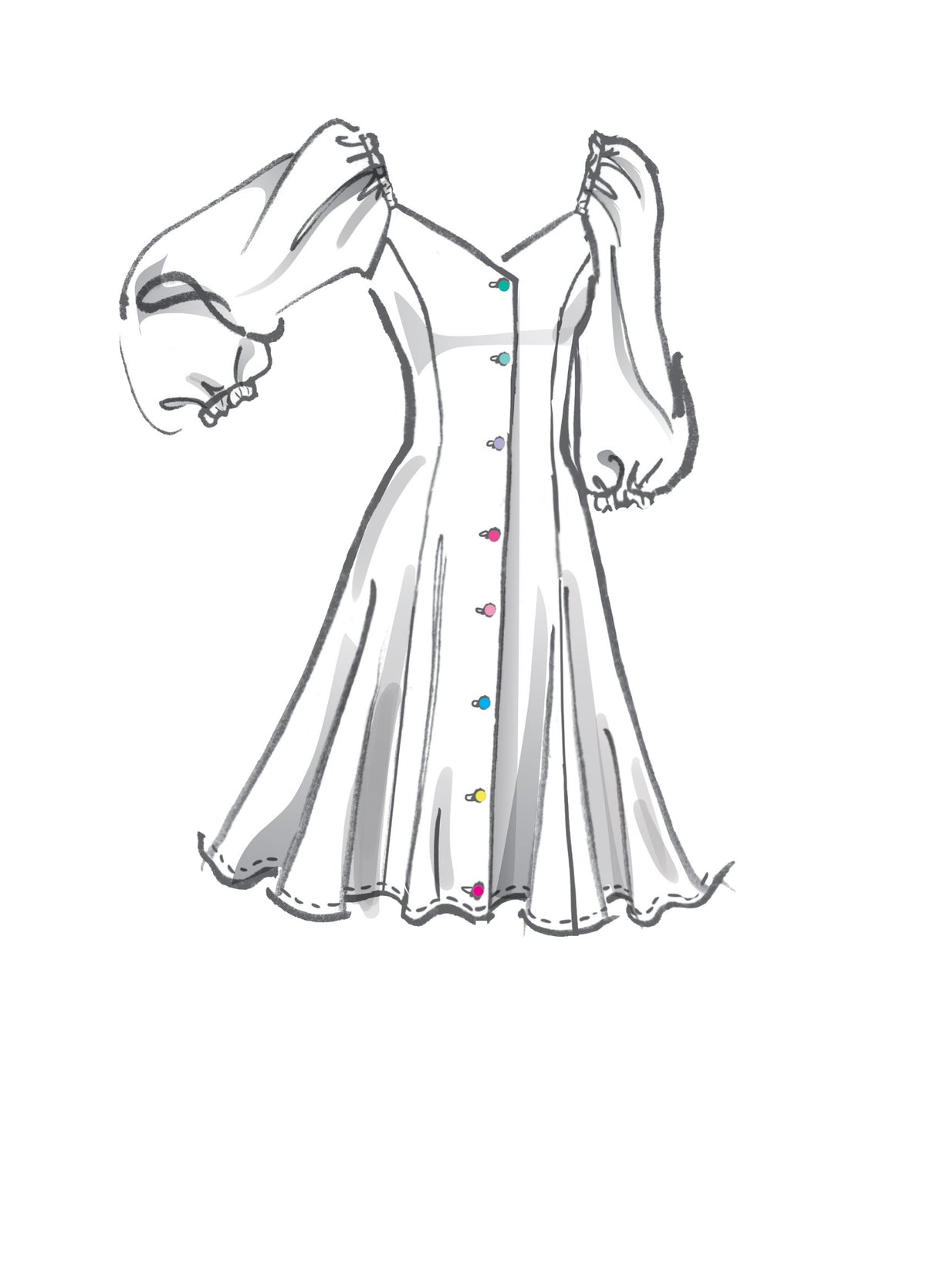 Patron McCall's n°8177 - Robe boutonnée évasée avec variations