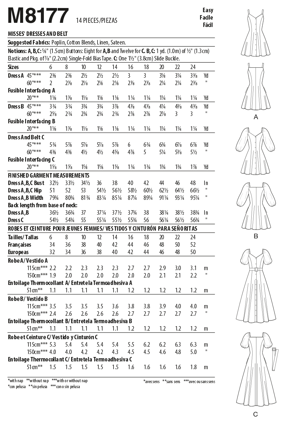 Patron McCall's n°8177 - Robe boutonnée évasée avec variations