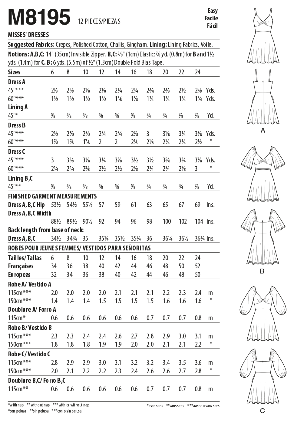 Patron McCall's n°8195 - Robe évasée avec décolleté en cœur