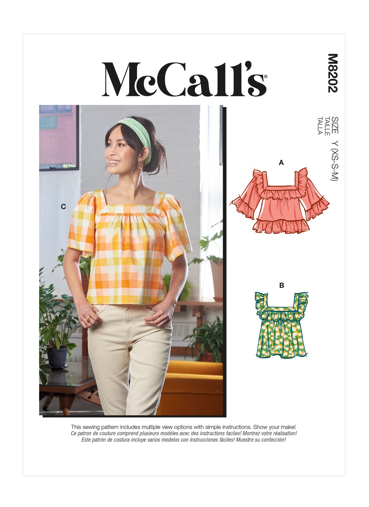 Patron McCall's n°8202 - Haut à encolure carrée avec variations