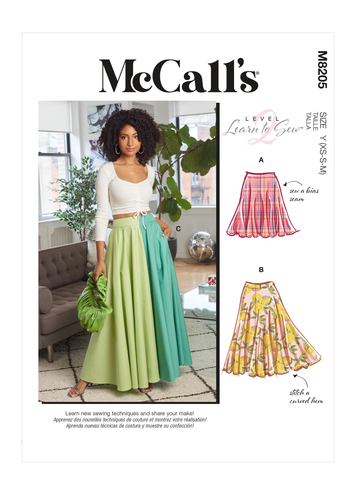Patron McCall's n°8205 - Jupe évasée avec variations