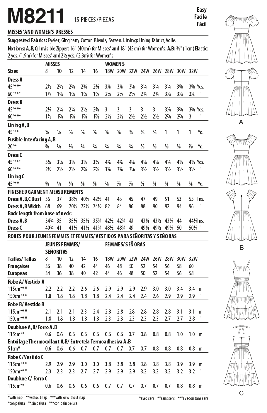 Patron McCall's n°8211 - Robe évasée avec variations