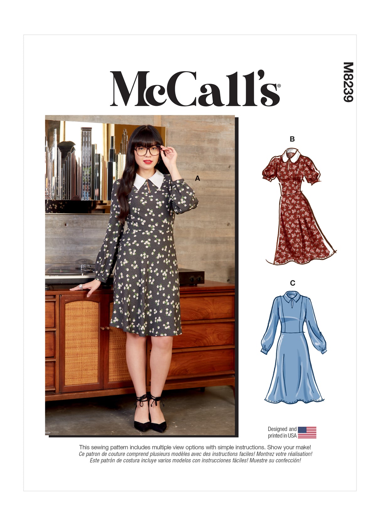 Patron McCall's n°8239 - Robe ajustée et évasée avec col