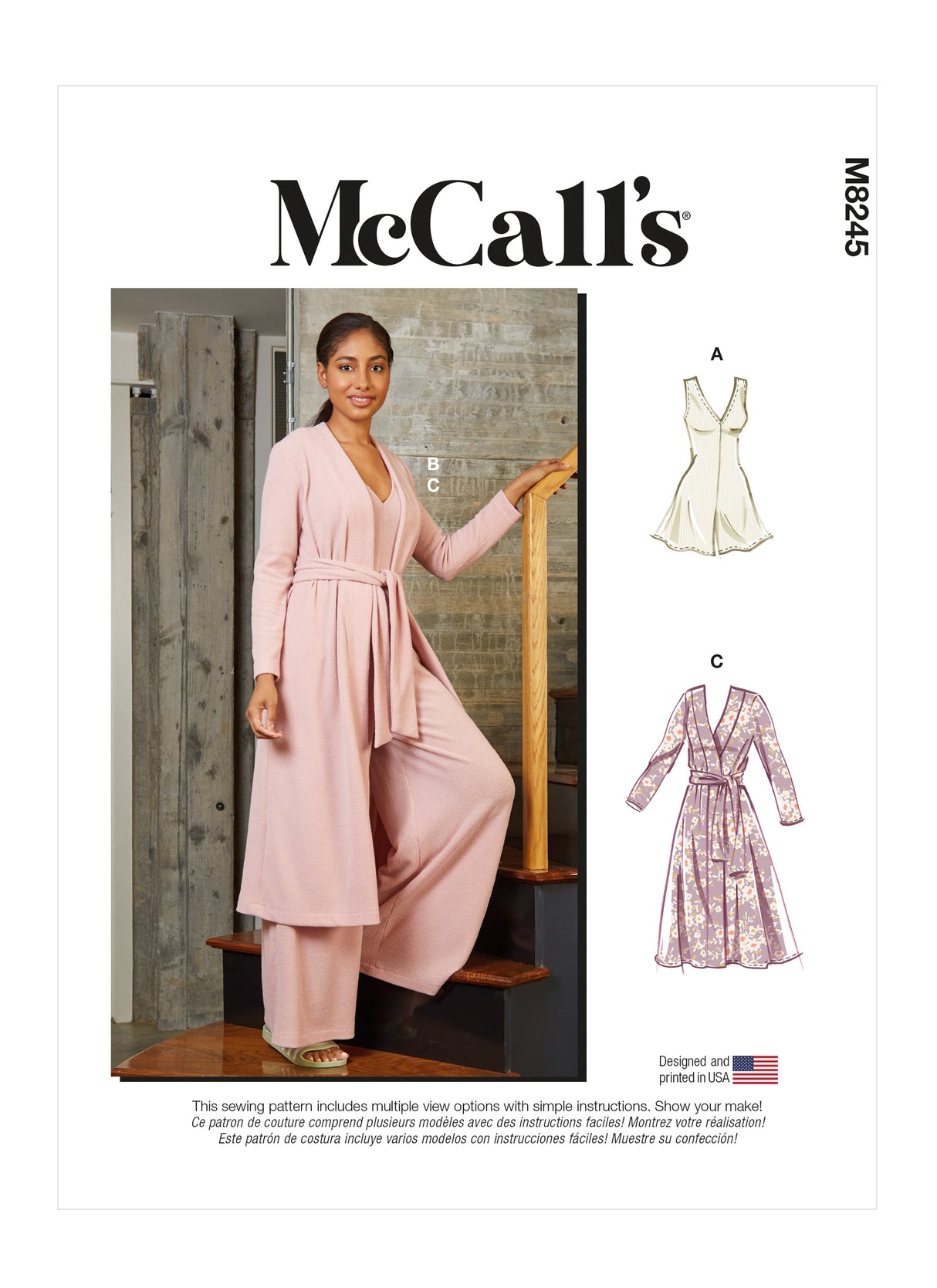 Patron McCall's n°8245 - Barboteuse, combinaison, robe et ceinture pour femmes