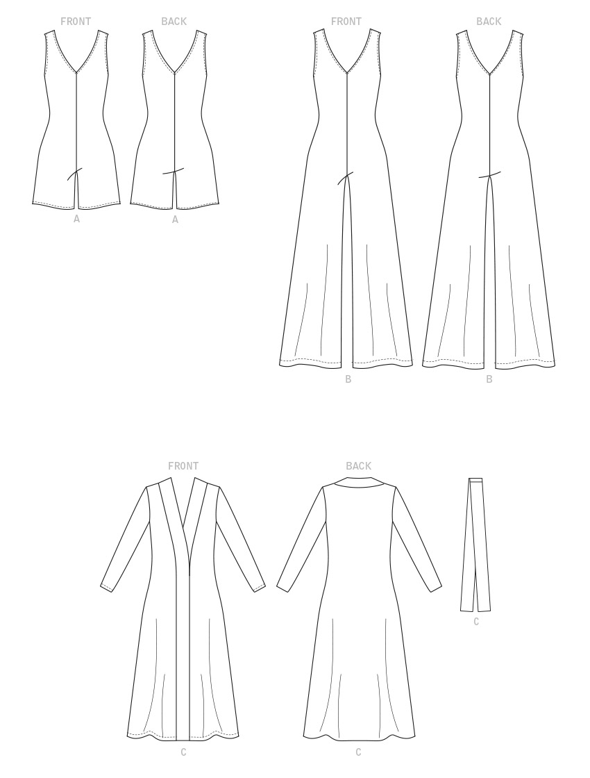 Patron McCall's n°8245 - Barboteuse, combinaison, robe et ceinture pour femmes