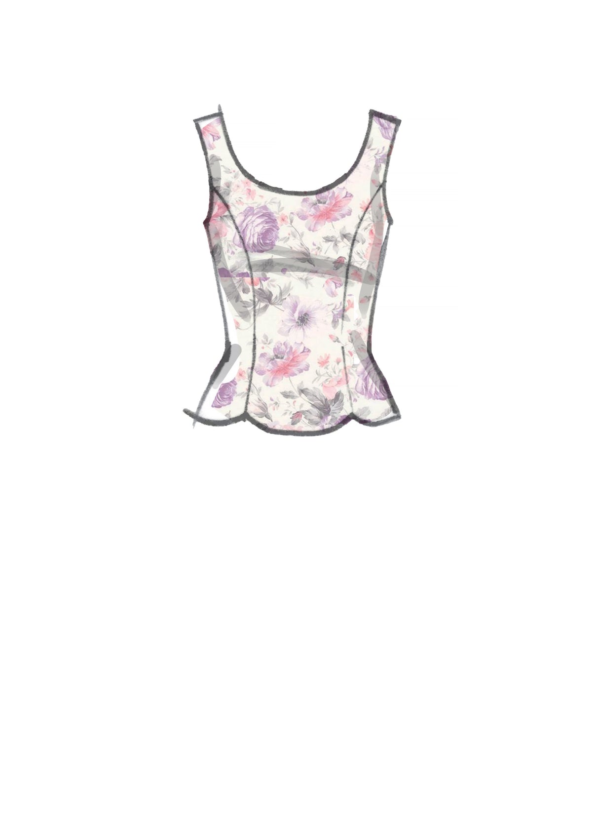 Patron McCall's n°8255 - Hauts doublés à découpe princesse
