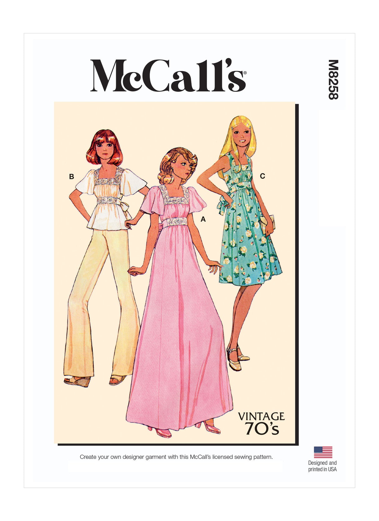 Patron McCall's n°8258 - Robes et haut vintage des années 1970