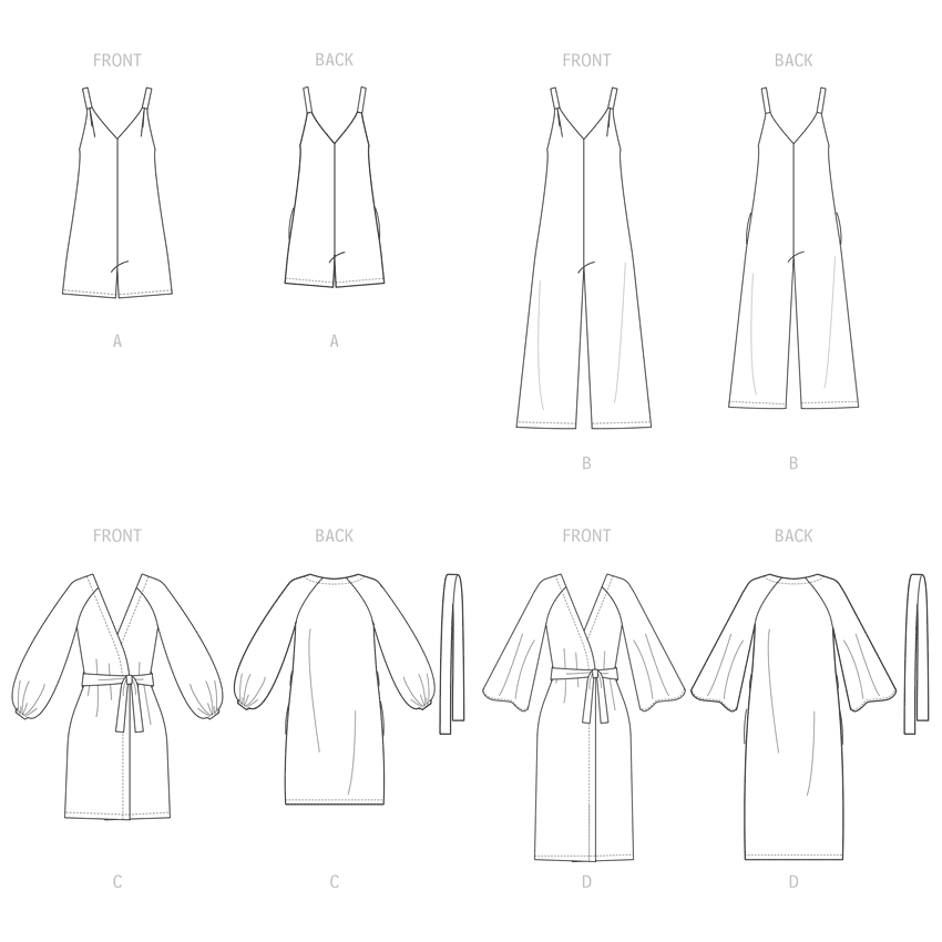Patron McCall's n°8261 - Barboteuse, combinaison et robe avec ceinture