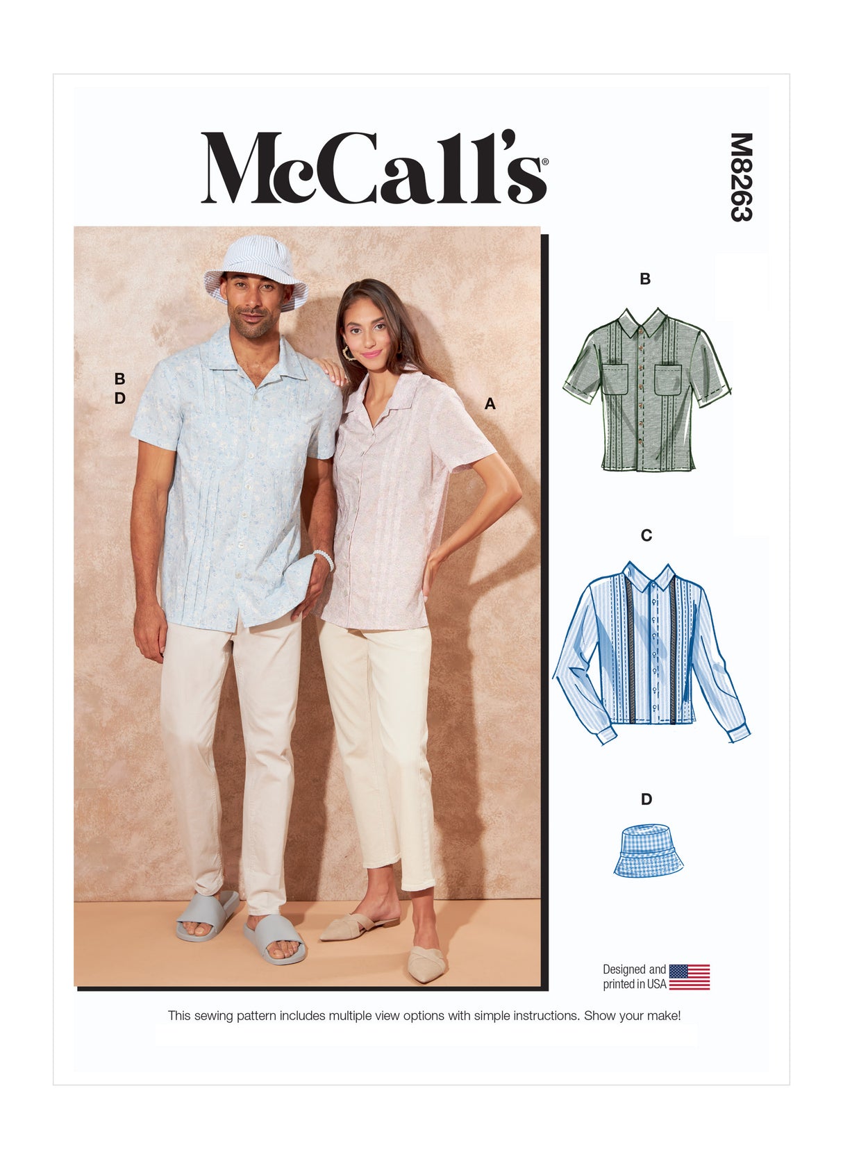 Patron McCall's n°8263 - Chemises et chapeau unisexes