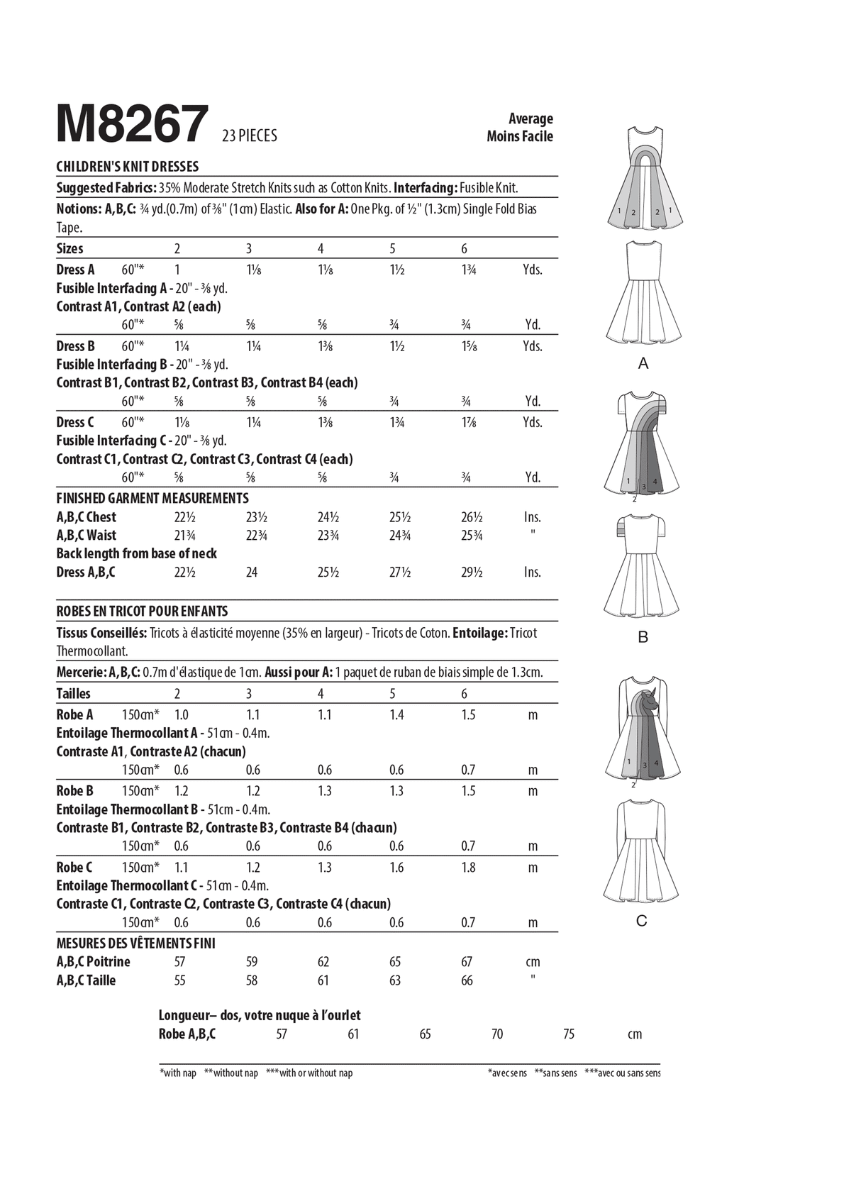 Patron McCall's n°8267 - Robes en maille pour enfants