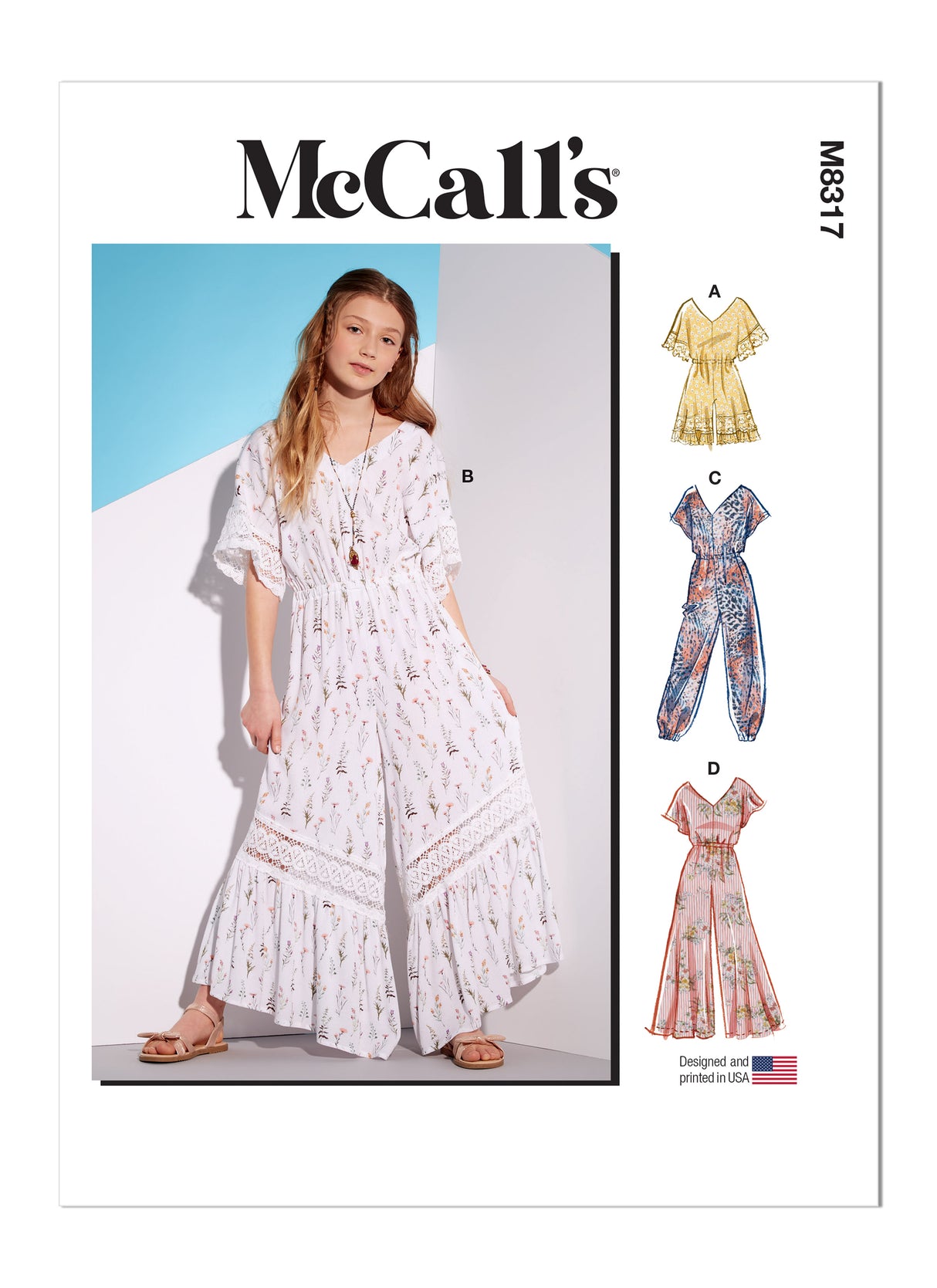 Patron McCall's n°8317 - Barboteuse et combinaison pour fillettes