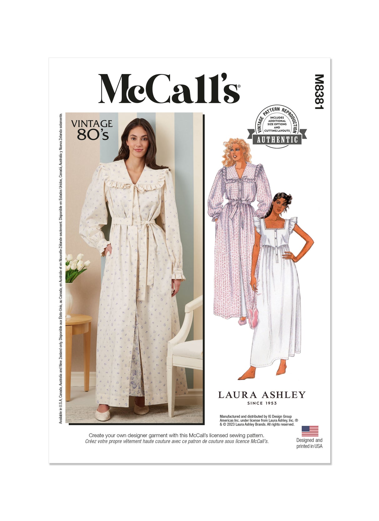 Patron McCall's n°8381 - Robe de chambre et chemise de nuit
