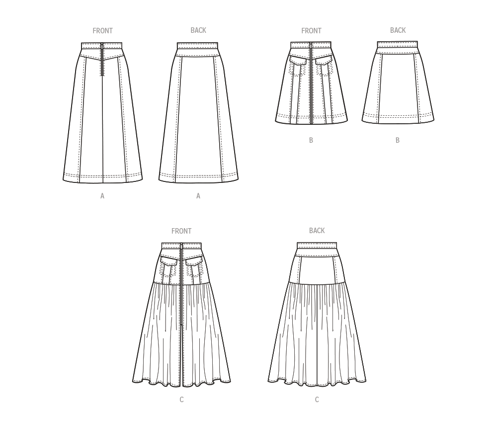 Patron McCall's n°8389 - Jupe trapèze taille haute