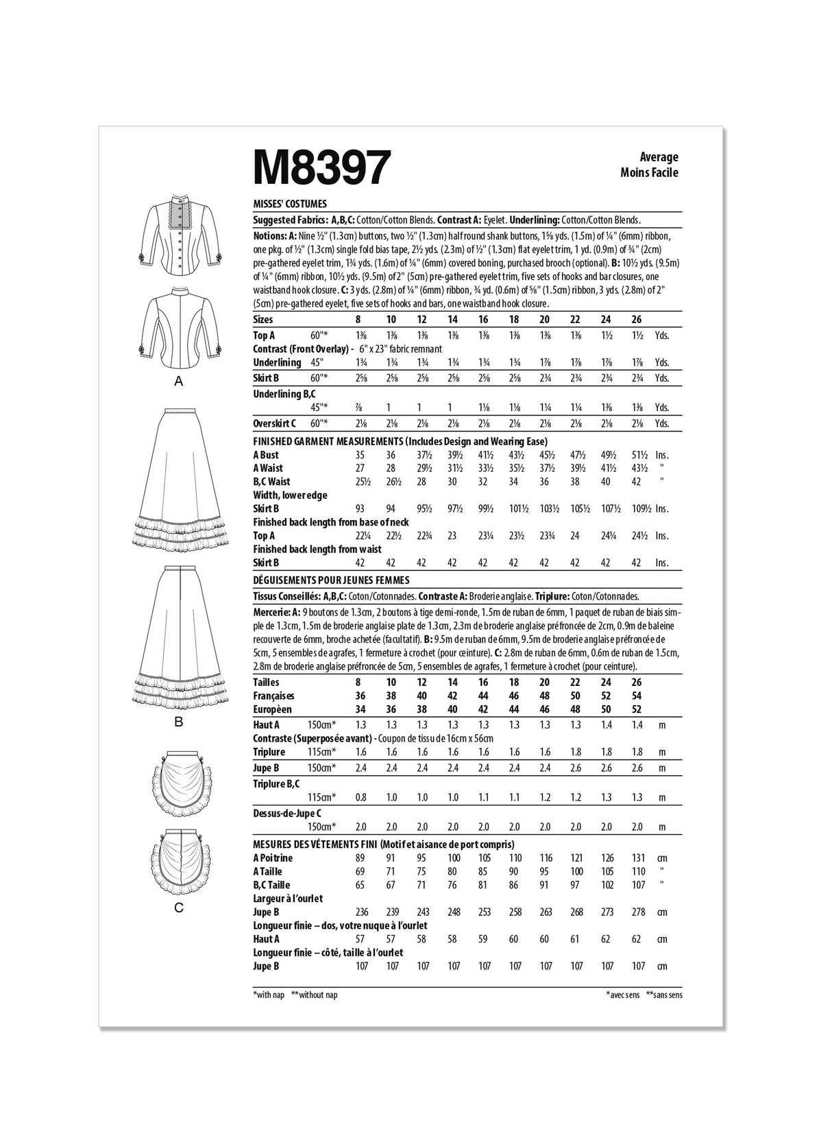 Patron McCall's n°8397 - Déguisement féminin style western