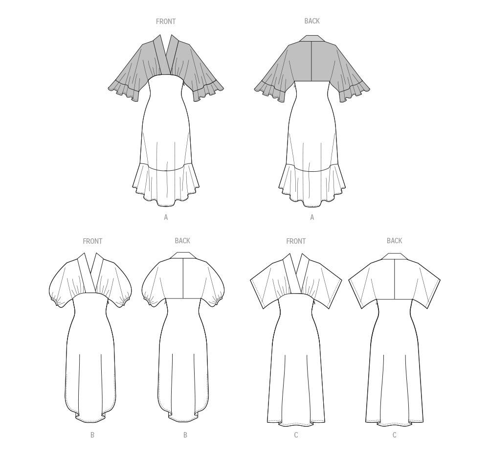 Patron McCall's n°8406 - Robe à taille empire avec variations de manches et d'ourlet