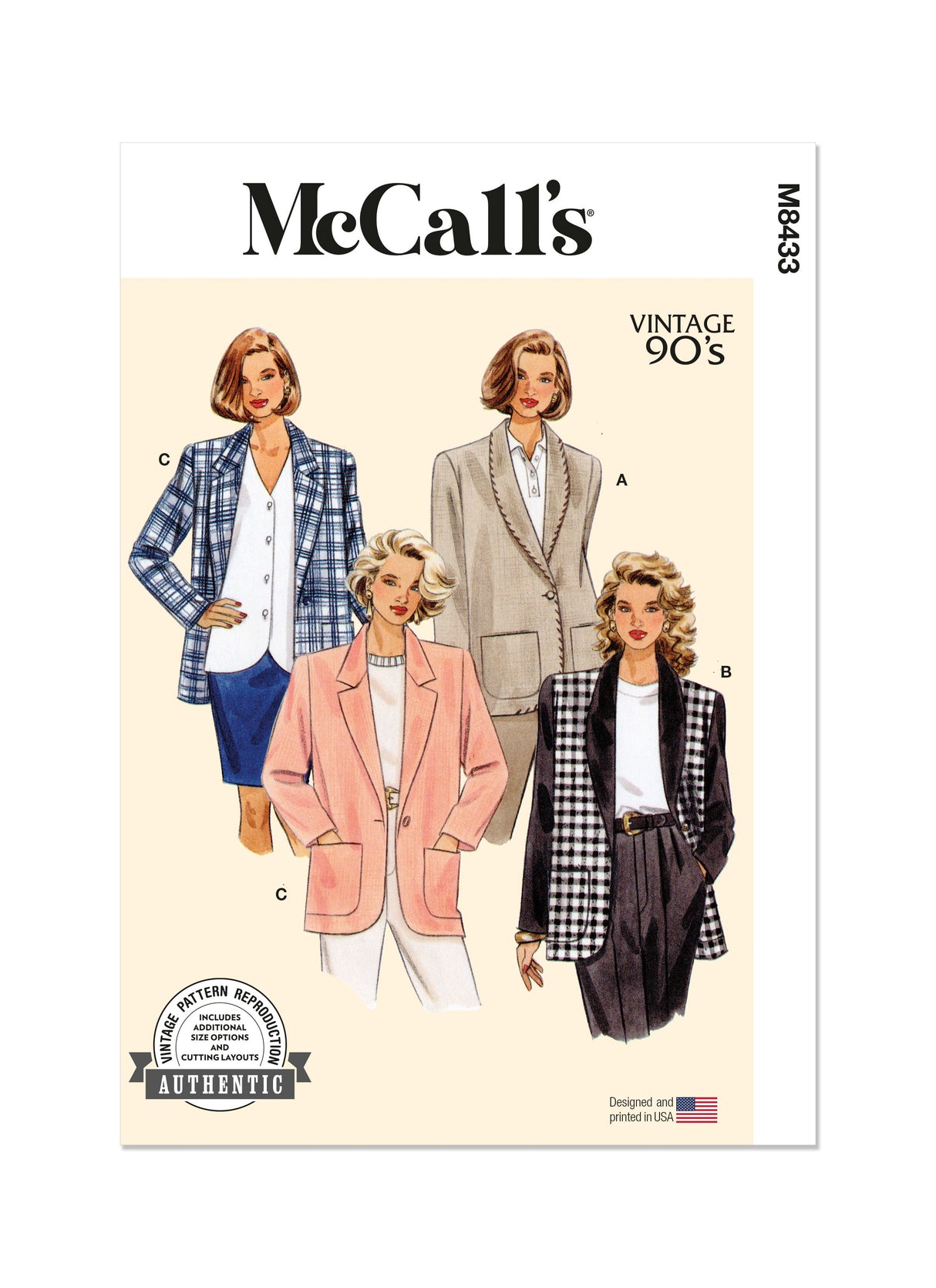 Patron McCall's n°8433 - Veste ample vintage des années 1990