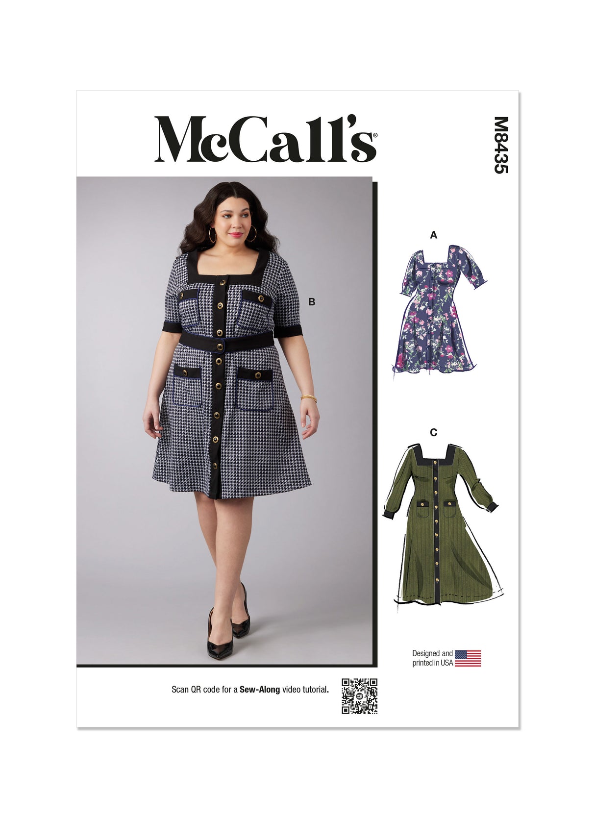 Patron McCall's n°8435 - Robe en maille à encolure carrée