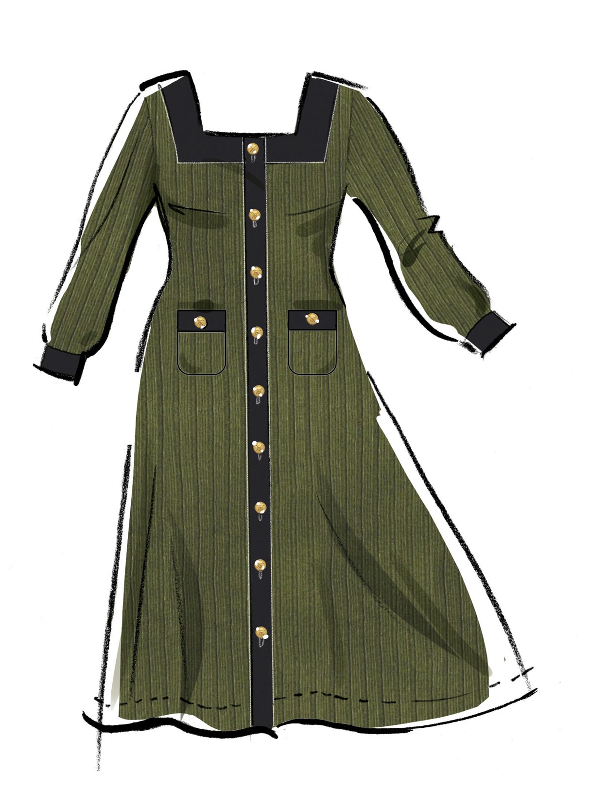 Patron McCall's n°8435 - Robe en maille à encolure carrée