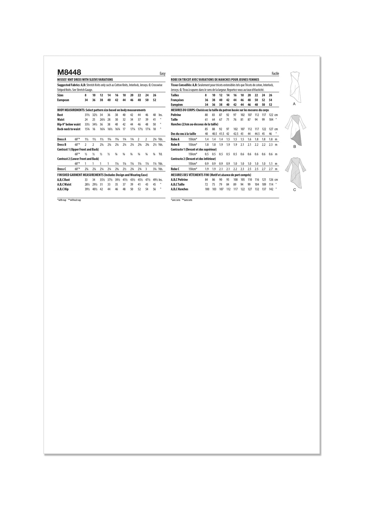Patron McCall's n°8448 - Robe en tricot