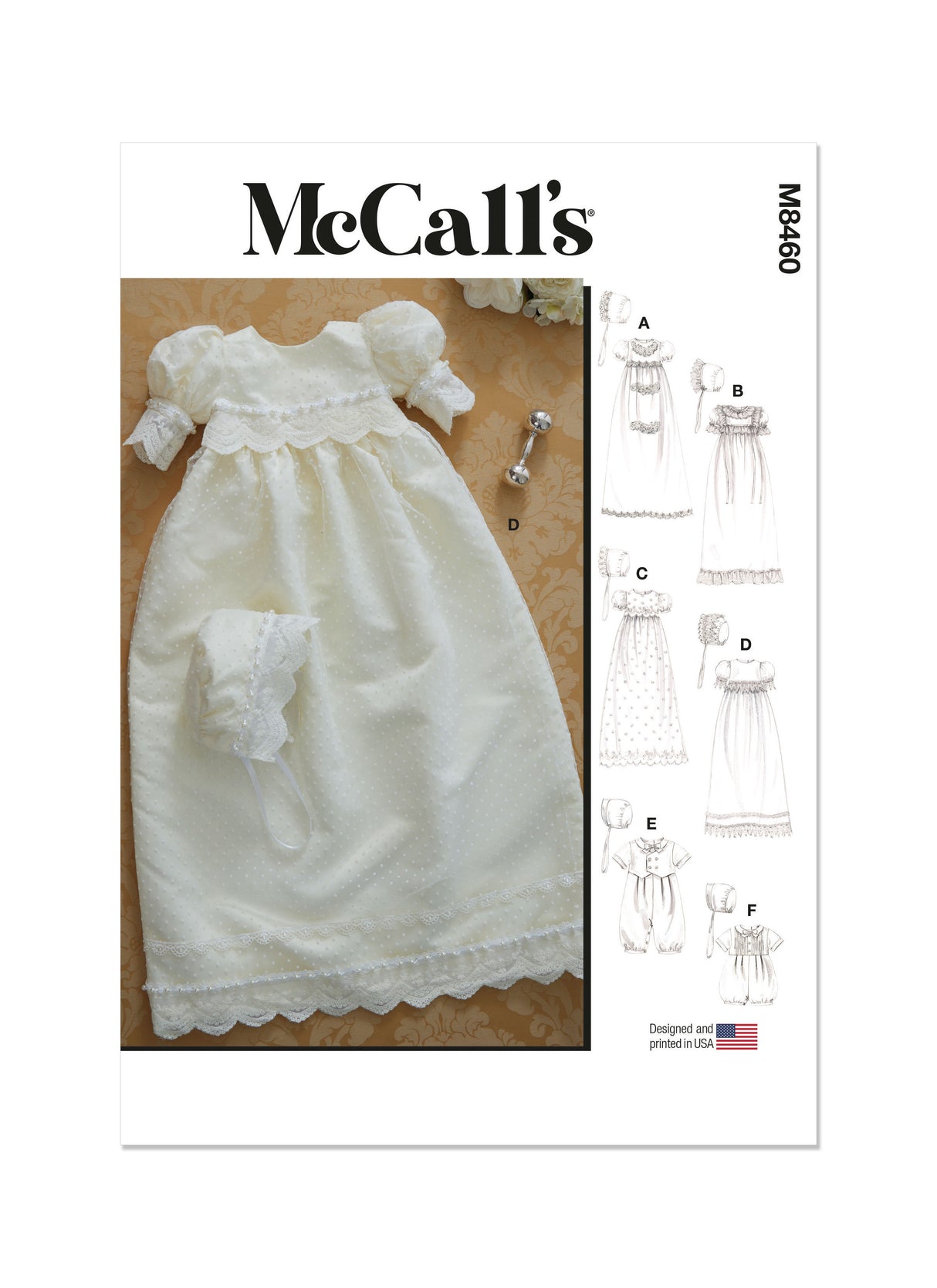 Patron McCall's n°8460 - Robe de baptême et bonnet pour bébé