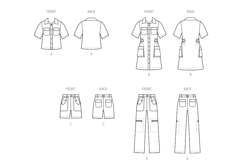 Patron McCall's n°8462 - Ensemble chemise, robe, short et pantalon pour enfants