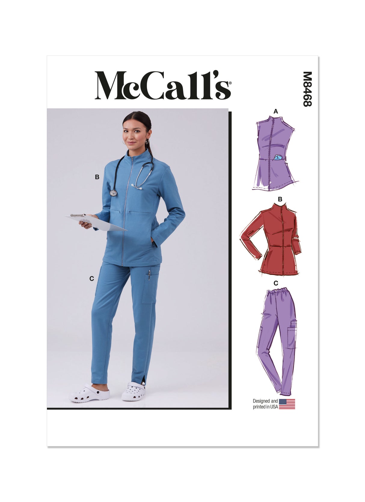 Patron McCall's n°8468 - Ensemble de blouse médicale et pantalon