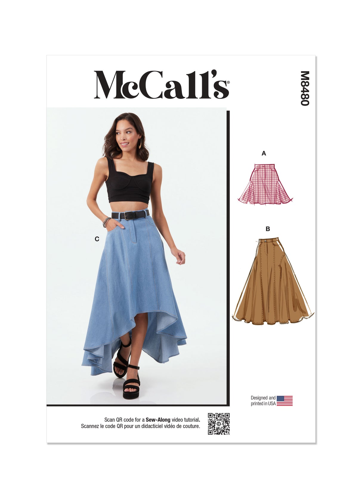 Patron McCall's n°8480 - Jupe pour femmes en trois longueurs