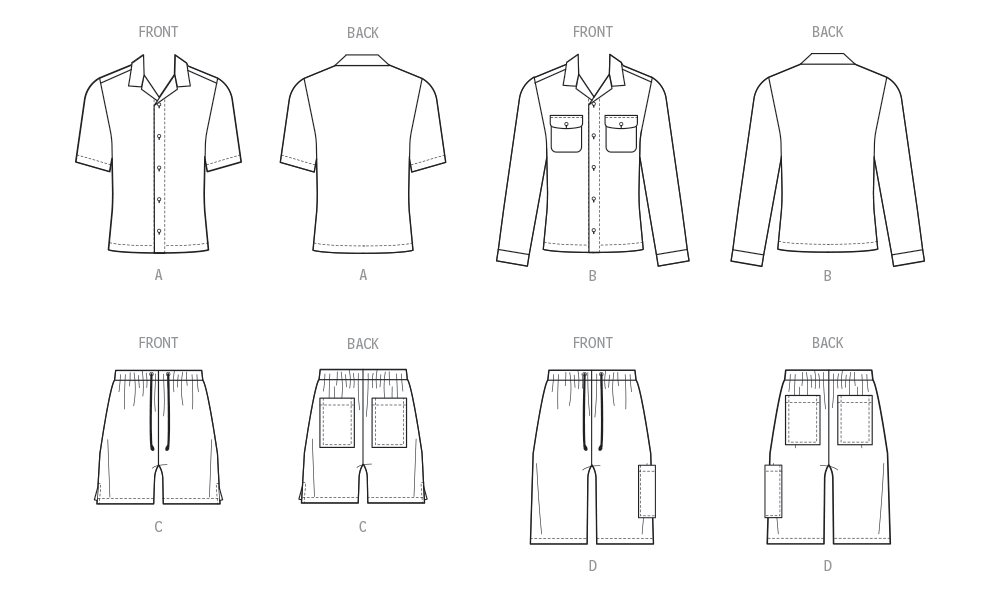 Patron McCall's n°8486 - Chemises et shorts pour hommes
