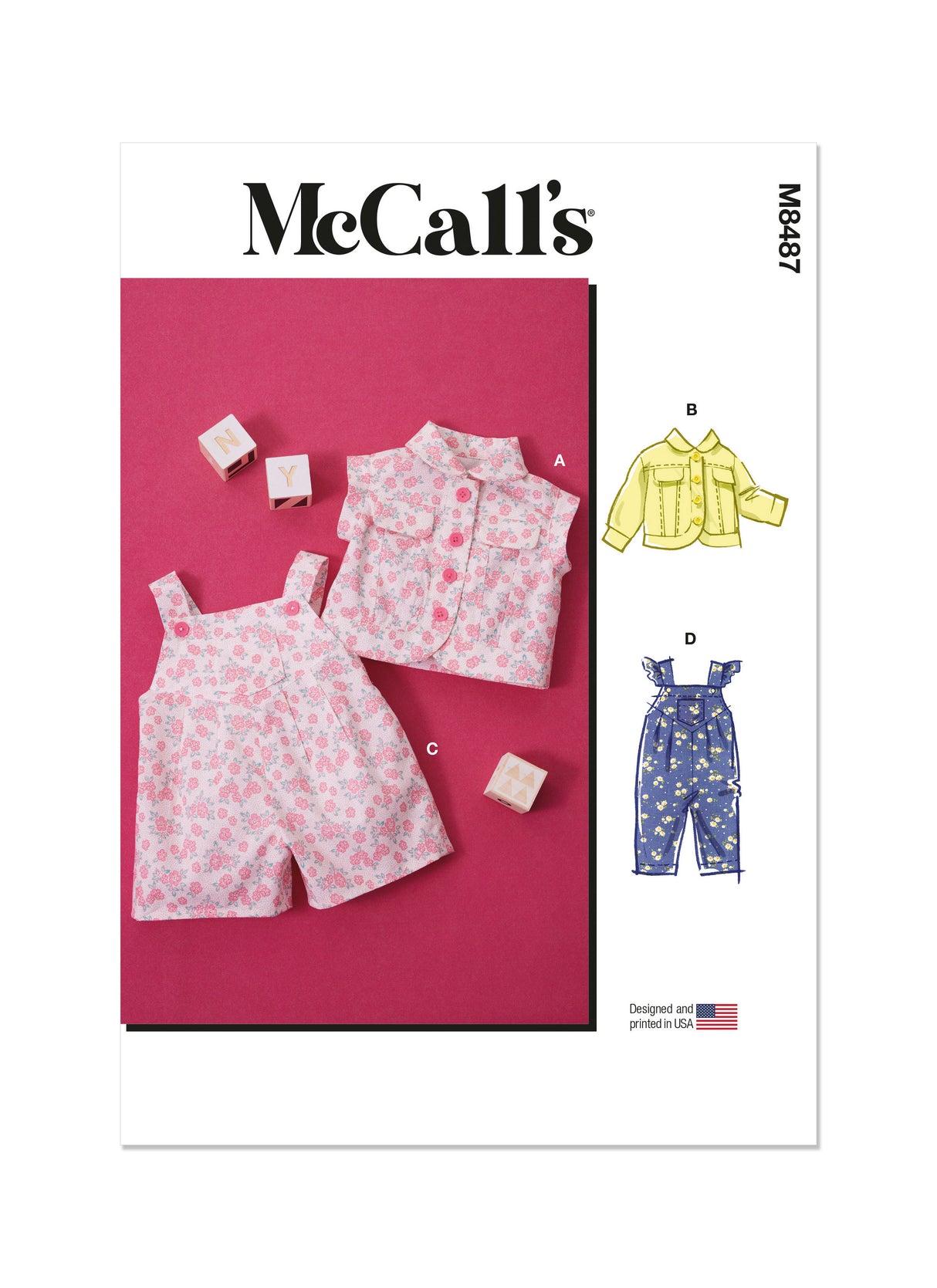 Patron McCall's n°8487 - Ensemble pour bébés : gilet, veste et salopette