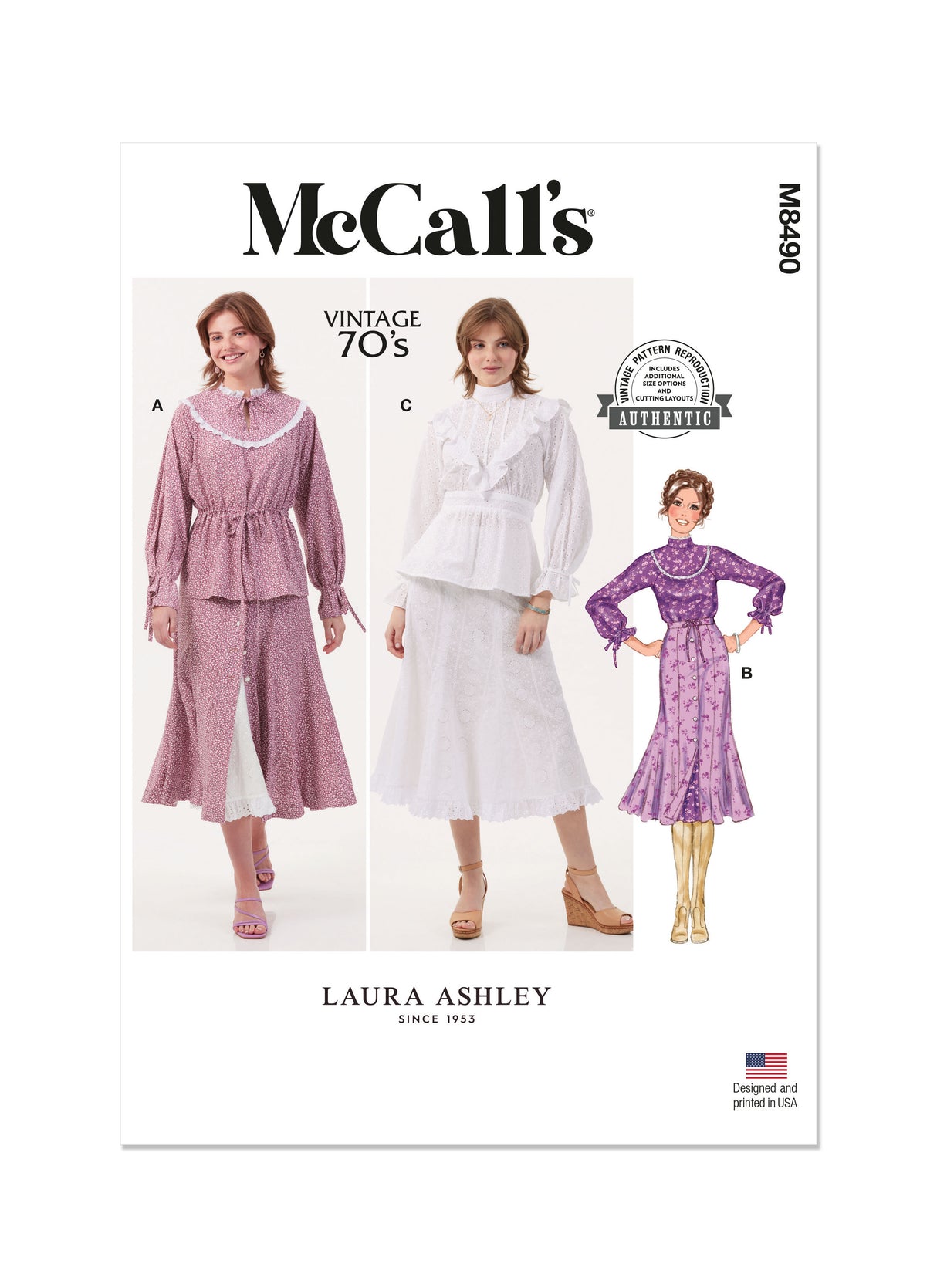 Patron McCall's n°8490 - Hauts et jupes vintage pour femmes