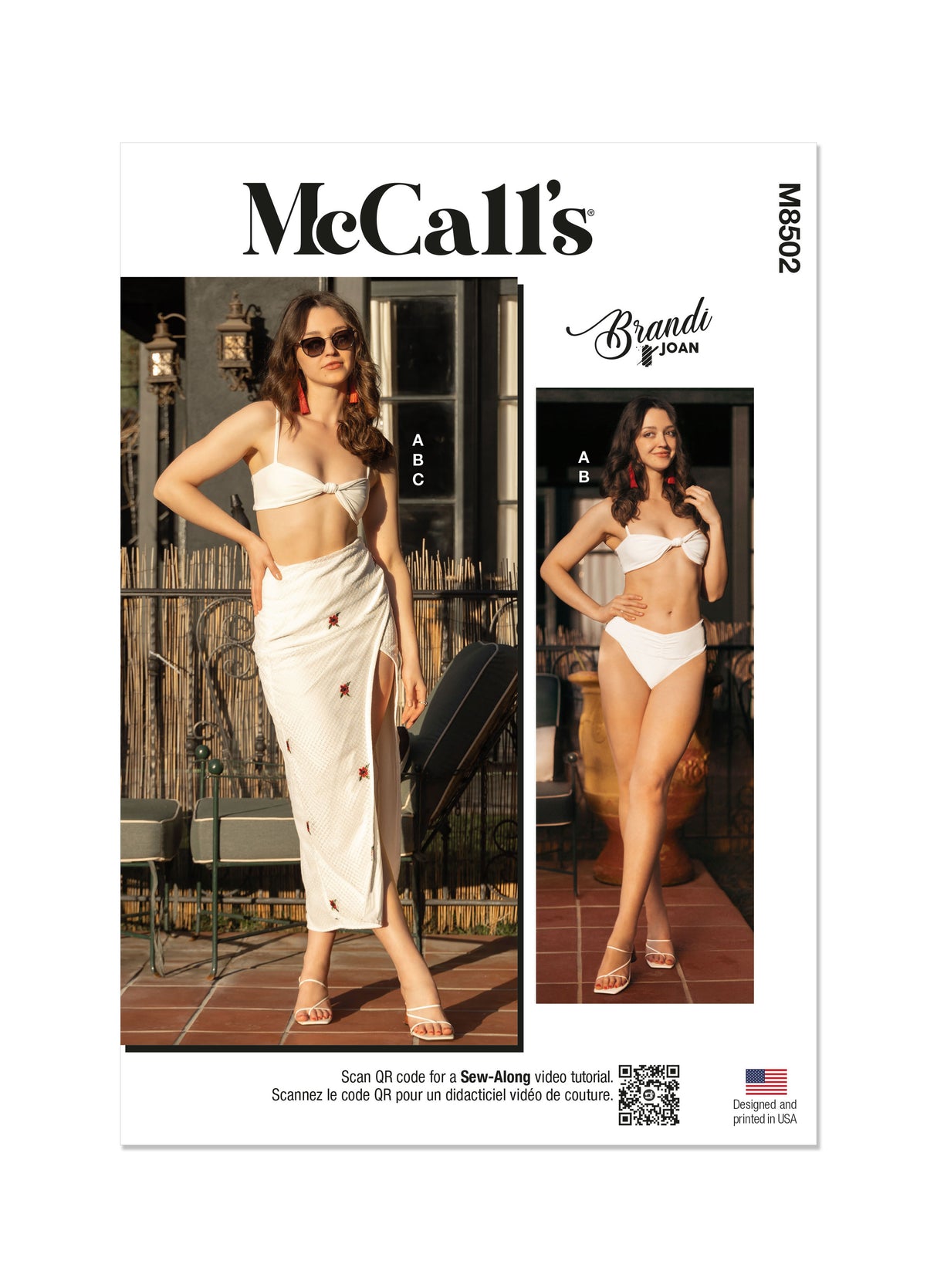 Patron McCall's n°8502 - Ensemble de plage : haut de bikini, bas et jupe