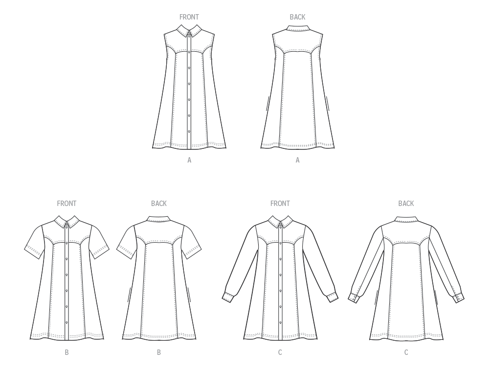 Patron McCall's n°8508 - Robe boutonnée avec variations de manches