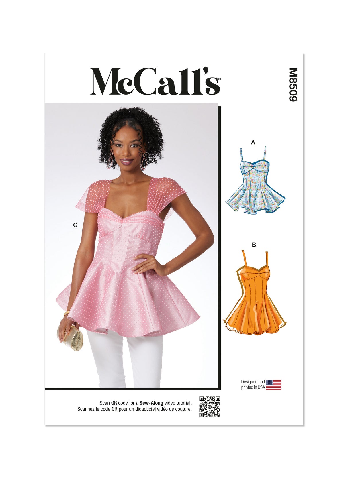 Patron McCall's n°8509 - Hauts féminins avec basque évasée