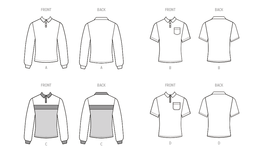 Patron McCall's n°8518 - Polos ajustés pour hommes