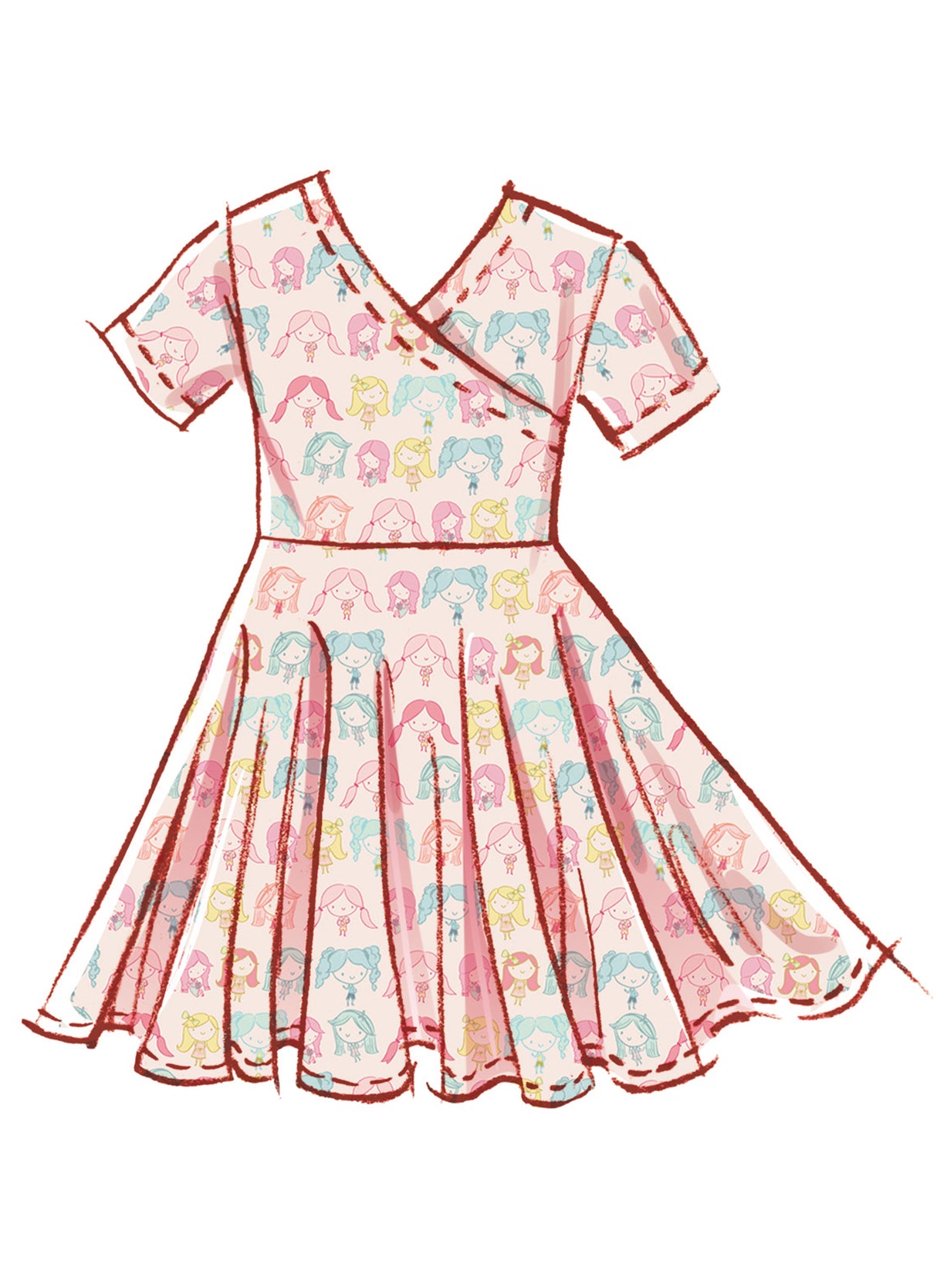 Patron McCall's n°8520 - Robe cache-cœur pour fillettes