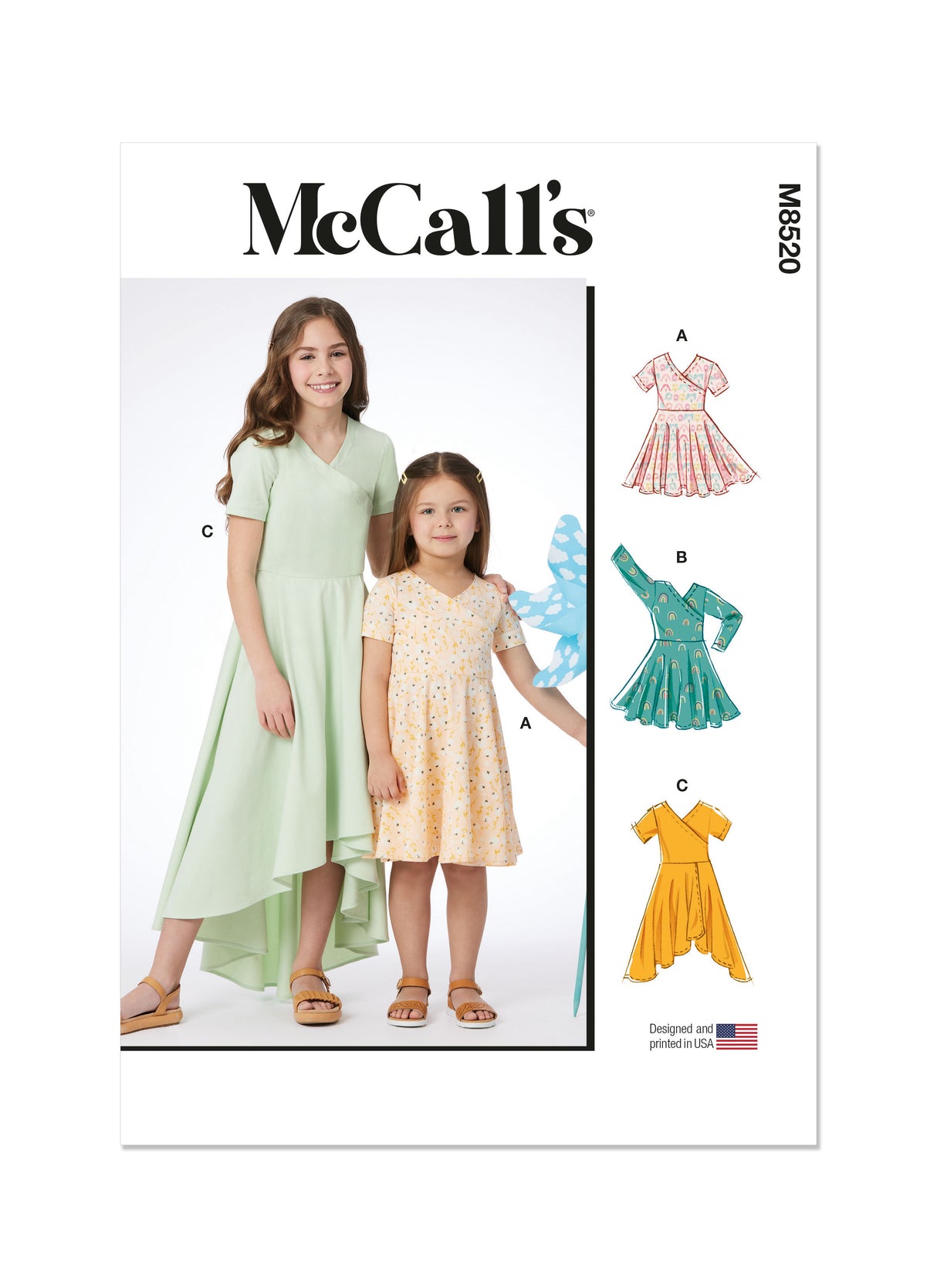Patron McCall's n°8520 - Robe cache-cœur pour fillettes