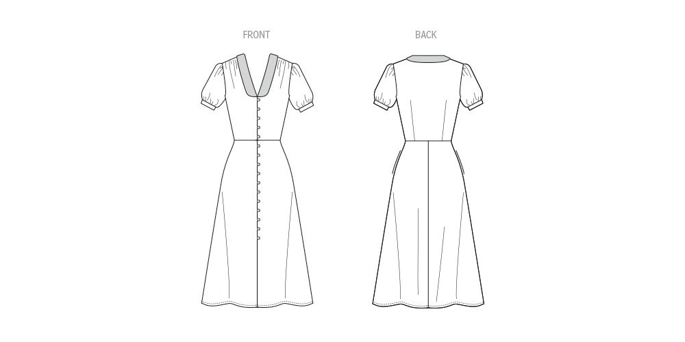 Patron McCall's n°8525 - Robe flottante boutonnée avec manches bouffantes