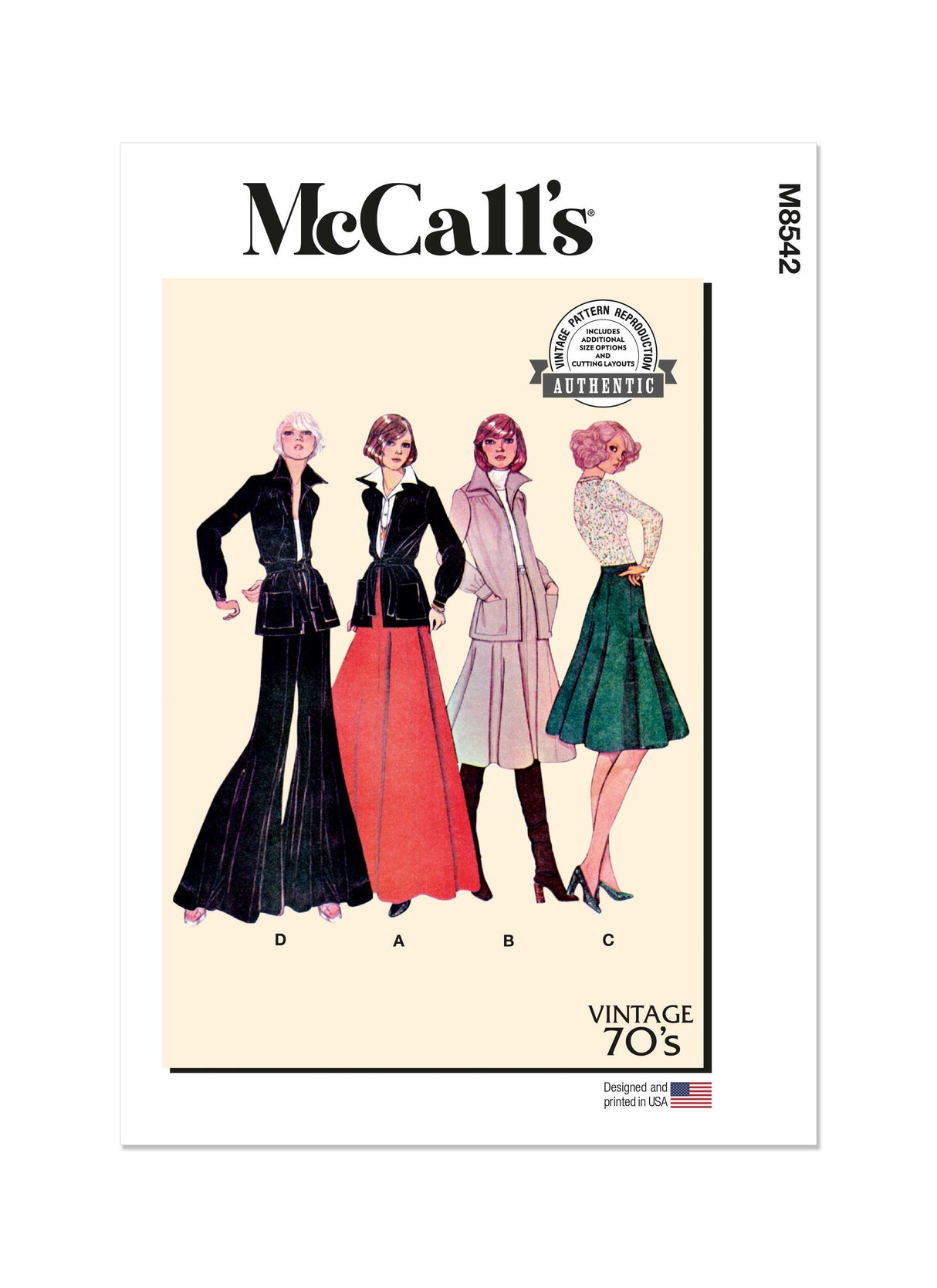 Patron McCall's n°8542 - Veste, jupe et pantalon vintage élégants