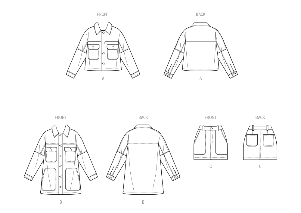 Patron McCall's n°8561 - Veste boutonnée deux longueurs et jupe