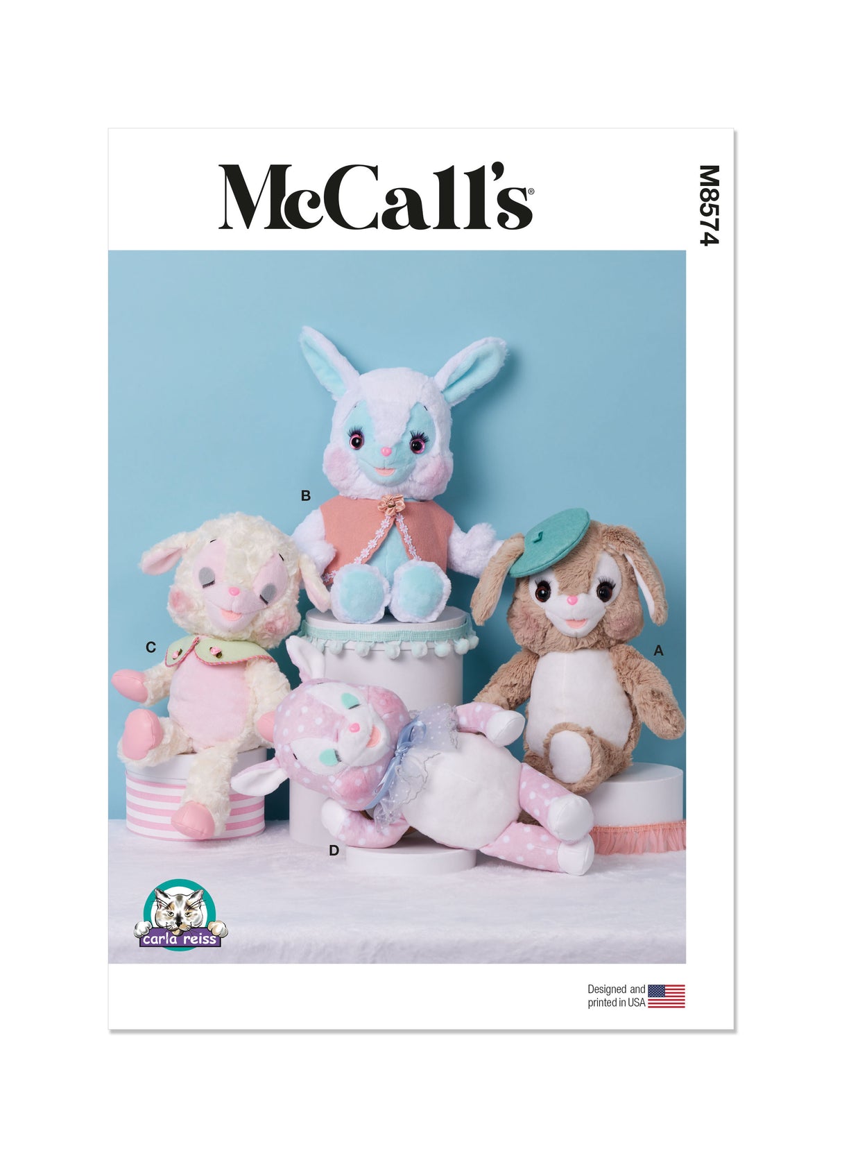 Patron McCall's n°8574 - Peluches animaux (chiot, lapin, agneau, faon)