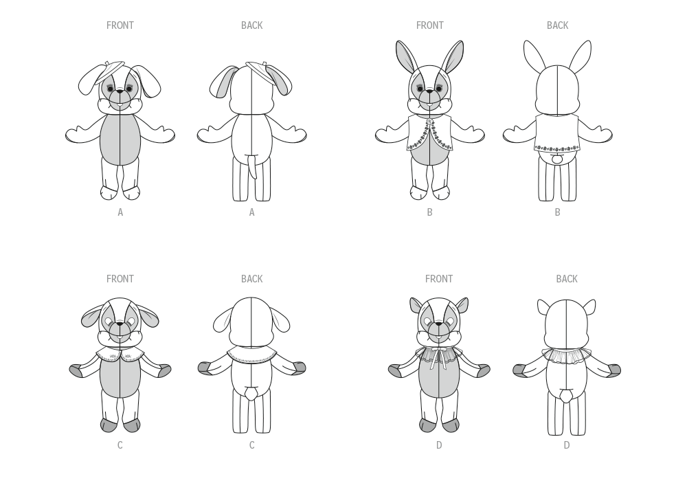 Patron McCall's n°8574 - Peluches animaux (chiot, lapin, agneau, faon)