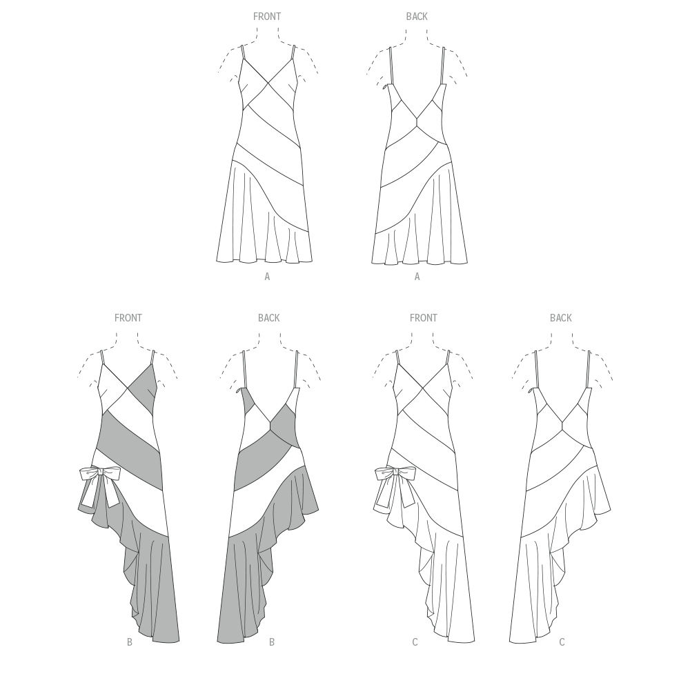 Patron McCall's n°8582 - Robe ajustée style bais coupé avec nœud dos